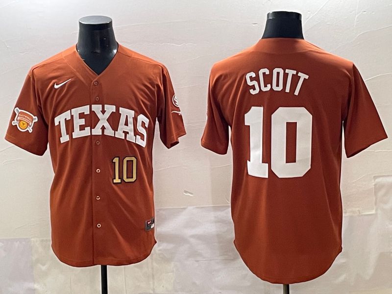 Men Texas Longhorns #10 Scott brown Nike joint Name NCAA 2025 Jersey style 41->ncaa teams->NCAA Jersey